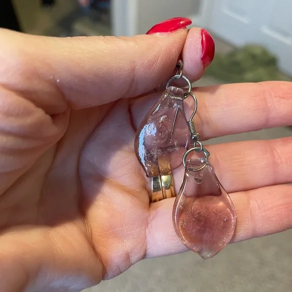 Artisan Pink and Gold Leaf Pendant Necklace Set… NWOT - Picture 5 of 8